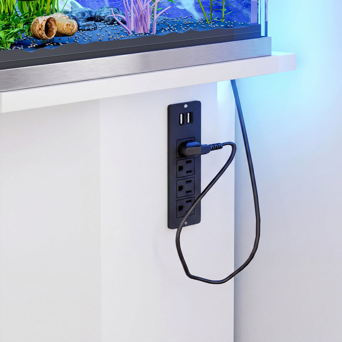 Roomfitters Modern 55-75 Gallon Heavy Duty Aquarium Stand with Moisture Resistant Cabinet Storage White Roomfitters