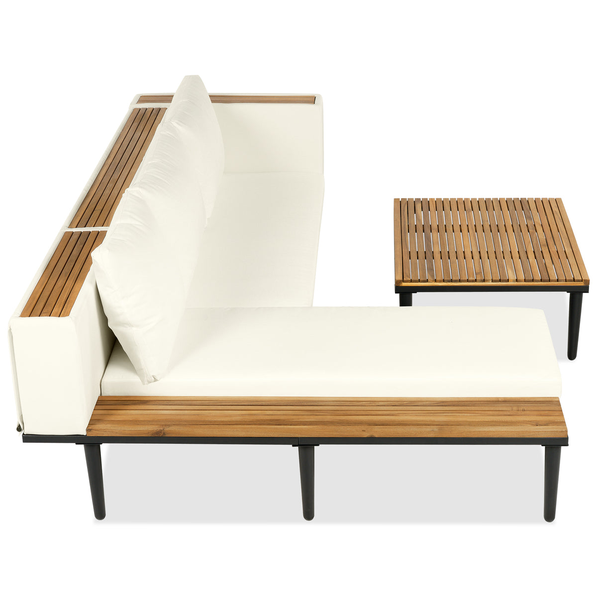 variant-group:rf-n704f201251a|Roomfitters L-Shaped Outdoor Sectional Sofa Set with Built-in Wood Side Tables and Coffee Table, Patio Conversation Set, Beige
