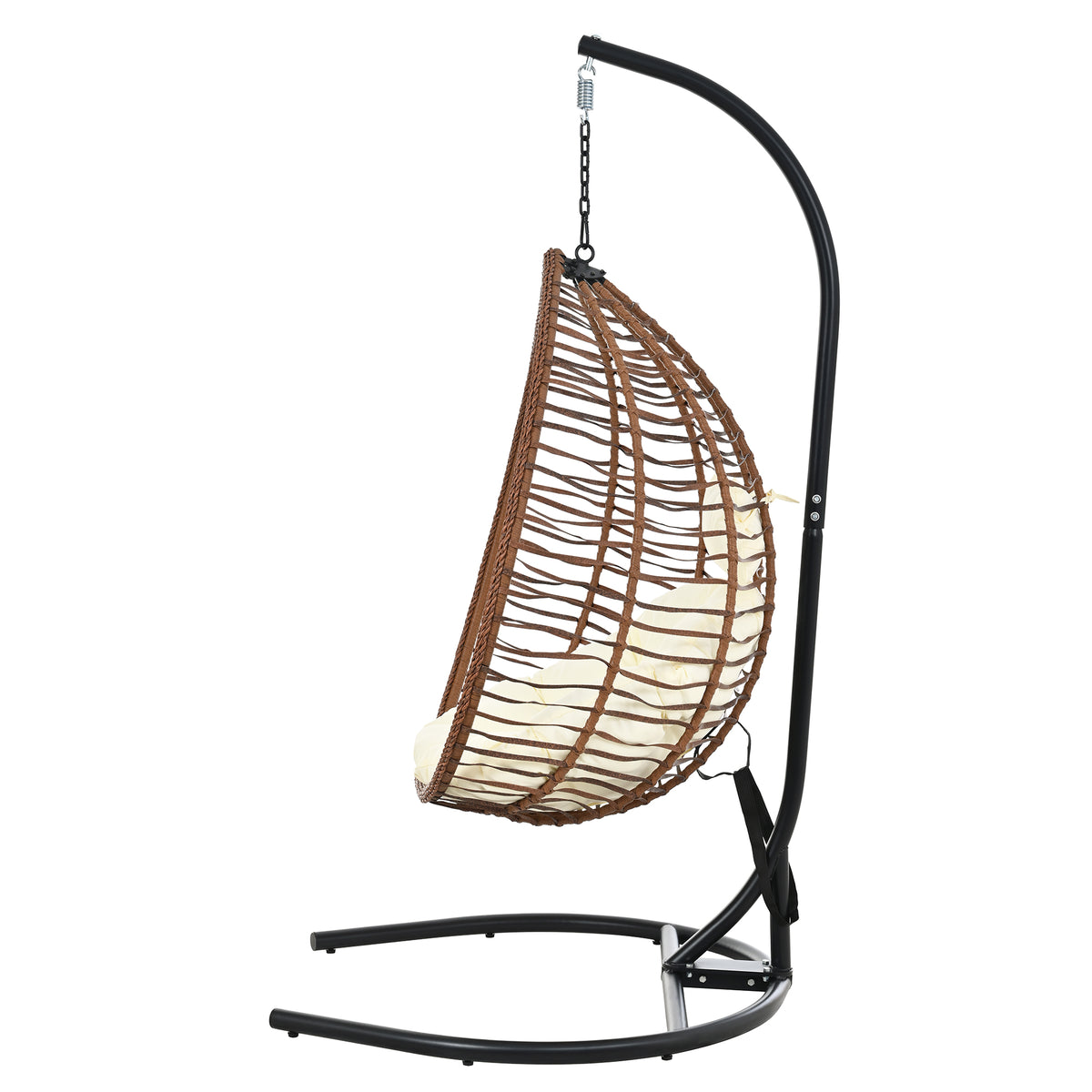 variant-group:rf-n711p389502k|Roomfitters Indoor Outdoor Hanging Egg Hammock Chair with Stand, Wicker Rattan Swing for Patio and Bedroom, Brown+Beige