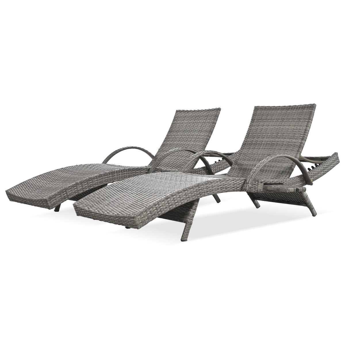 variant-group:rf-n707wf321204aae|Roomfitters 80" Outdoor Wicker Chaise Lounge Chairs, Set of 2, Reclining Patio Chairs with Pull-Out Table, Grey