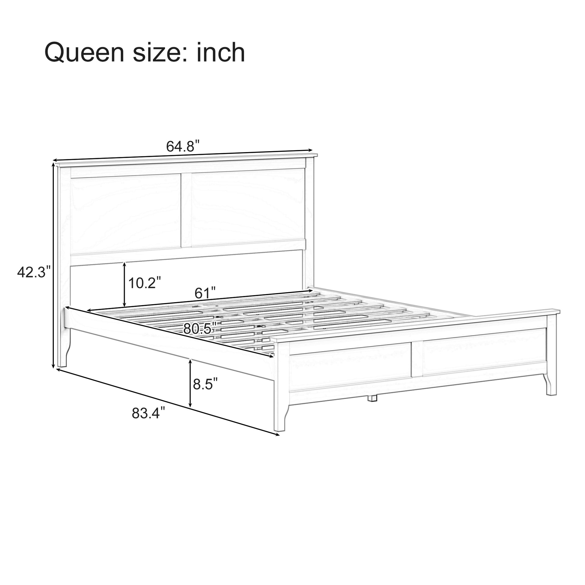 variant-group:rf-n701bs701p414285k|Roomfitters Queen Size Bed Frame with Paneled Headboard and Footboard, Traditional Wooden Platform Bed Frame, White