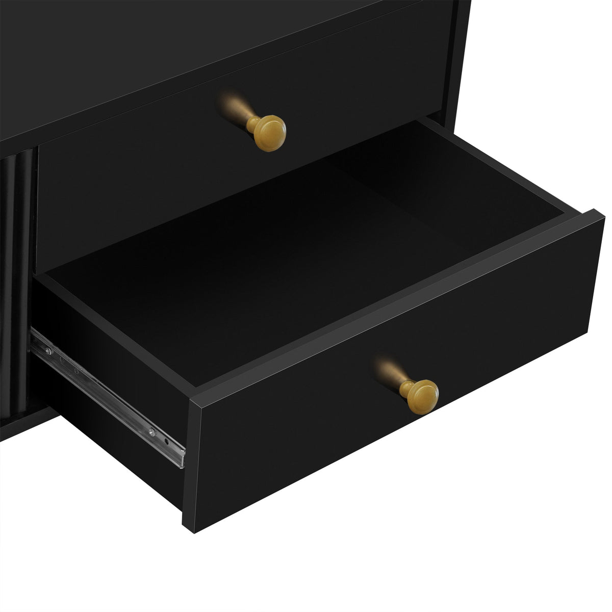 Roomfitters Modern TV Stand for 65 Inch TV and Above, Entertainment Console Cabinet with Storage Compartments, Black Roomfitters