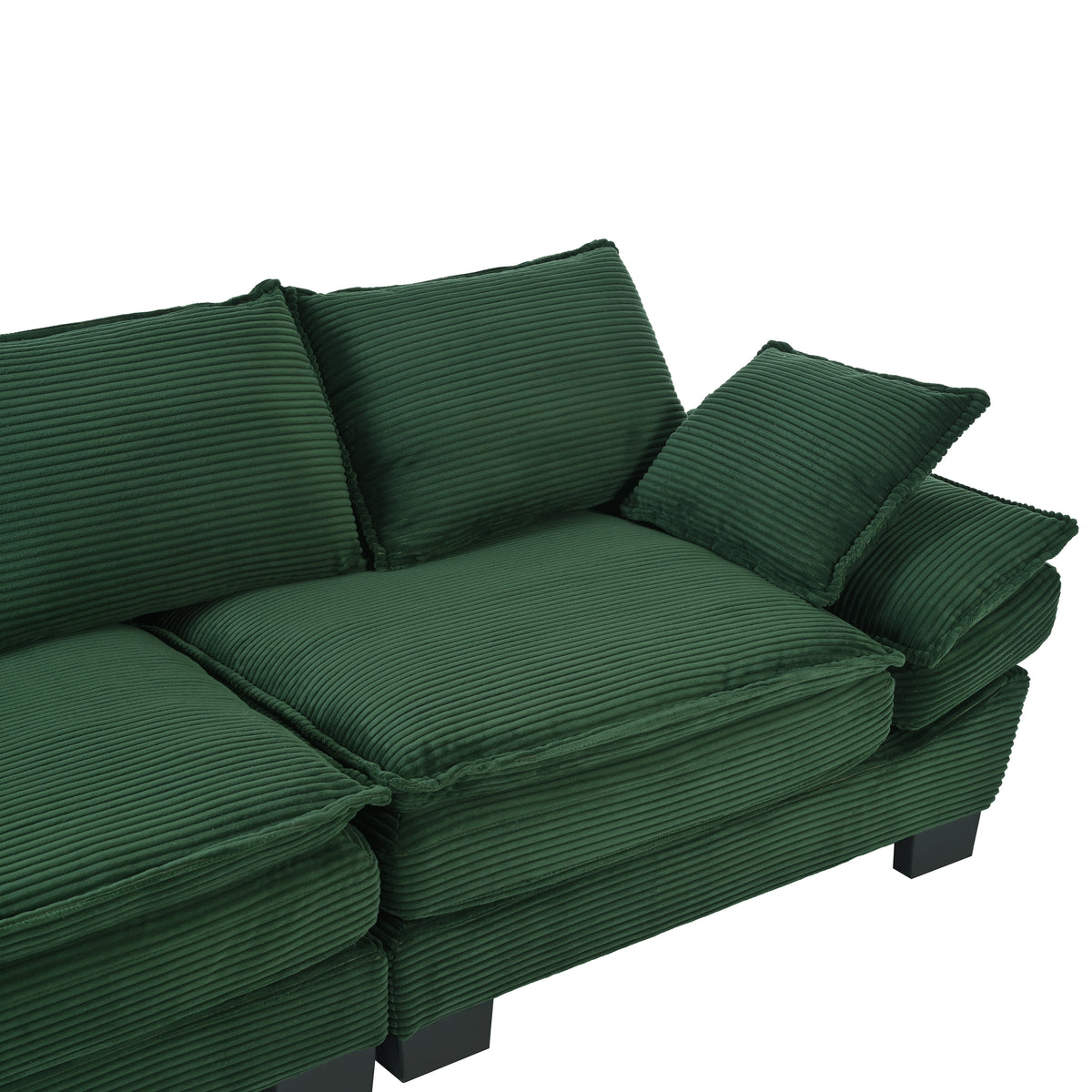 variant-group:rf-n711p192059c|Roomfitters 85.4" Modern Curved Sofa, Back Upholstered Couch with 2 Decorative Throw Pillows, Corduroy Fabric Couch for Living Room, Bedroom, Apartment, Dark Green