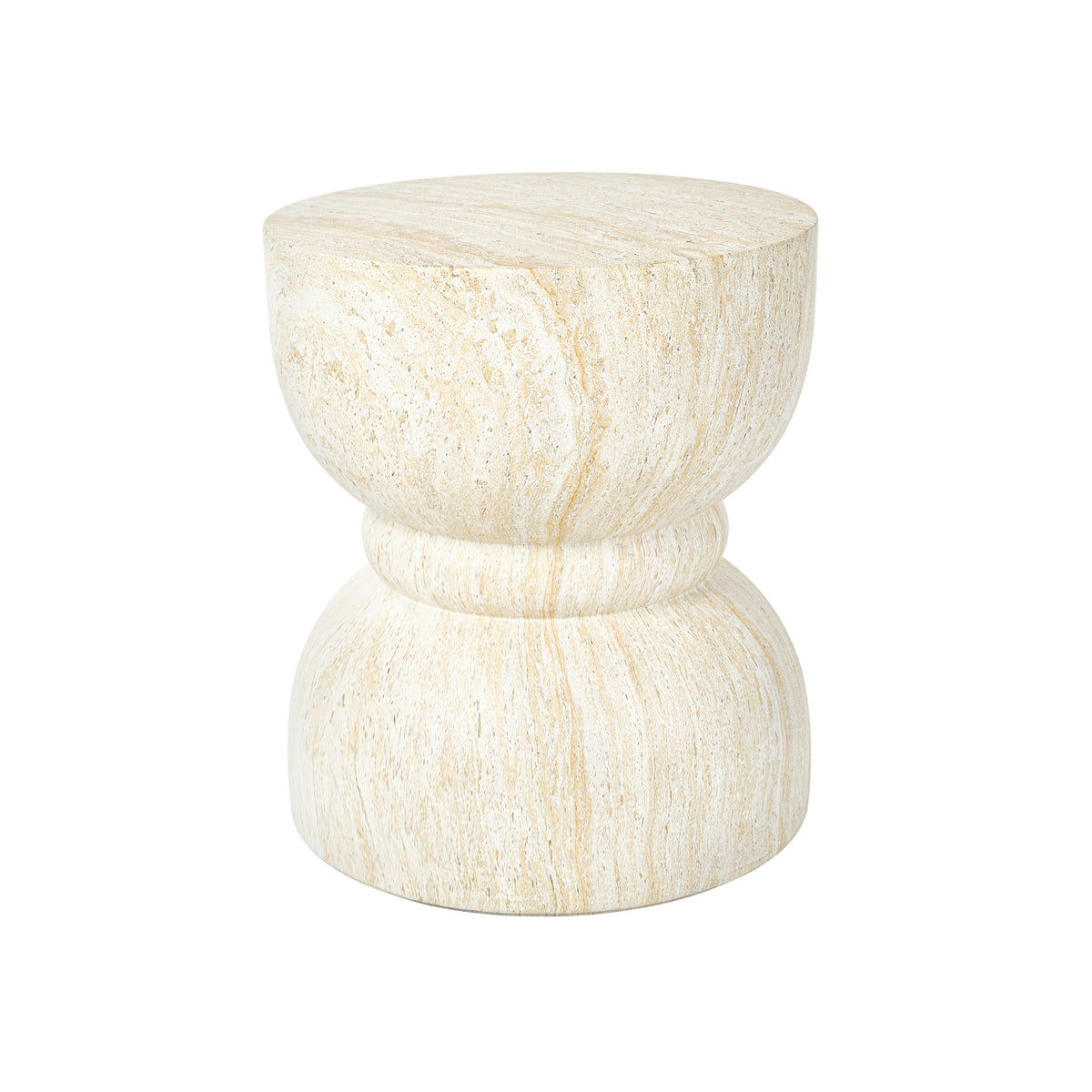 variant-group:rf-n711p422067m|Roomfitters Contemporary Yellow Travertine Concrete Side Table, Rounded Waist Outdoor End Table, MgO Stone Texture Stool