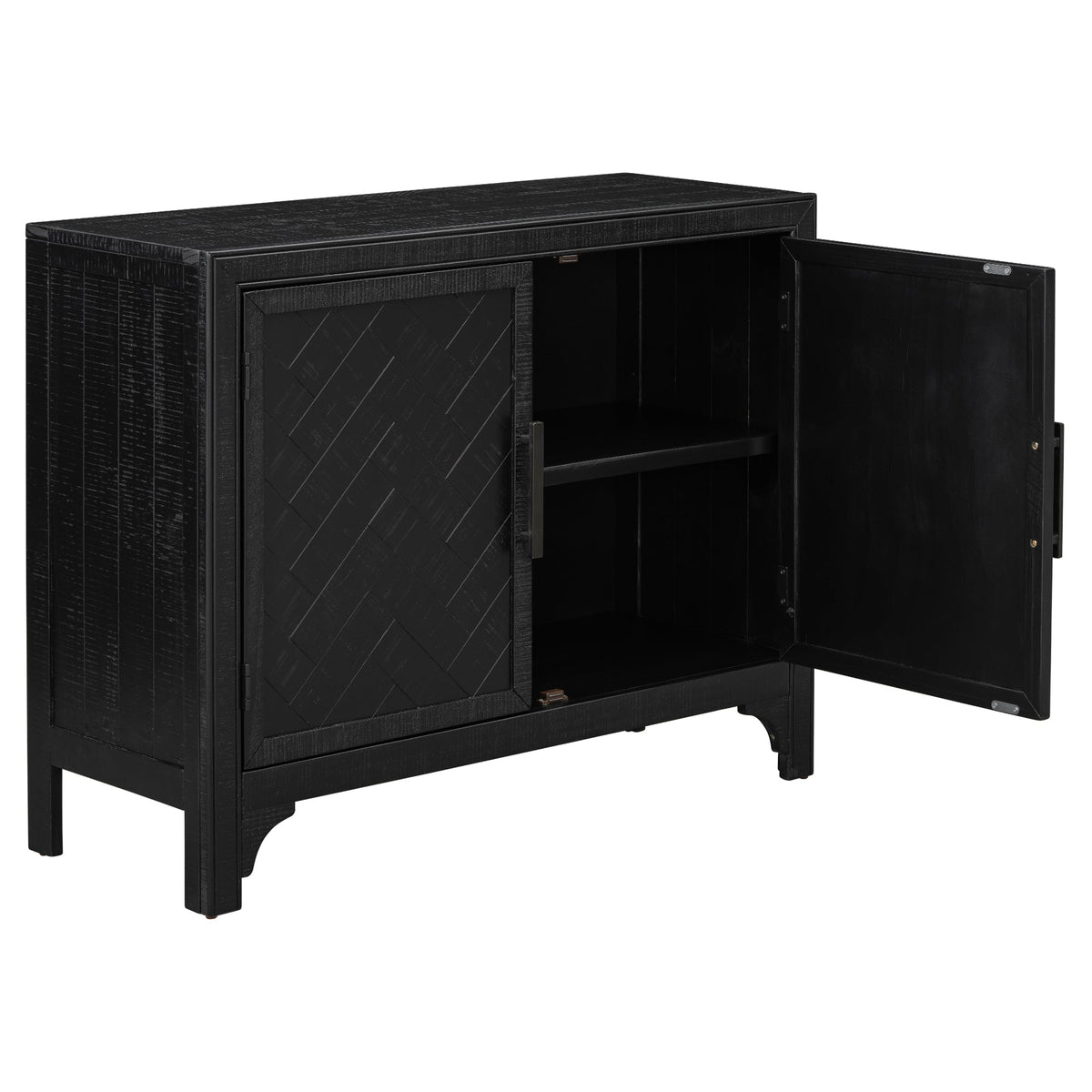 Roomfitters 40" Modern Storage Cabinet with Unique Door Design, Adjustable Shelves, Sideboard for Living Room, Black Roomfitters