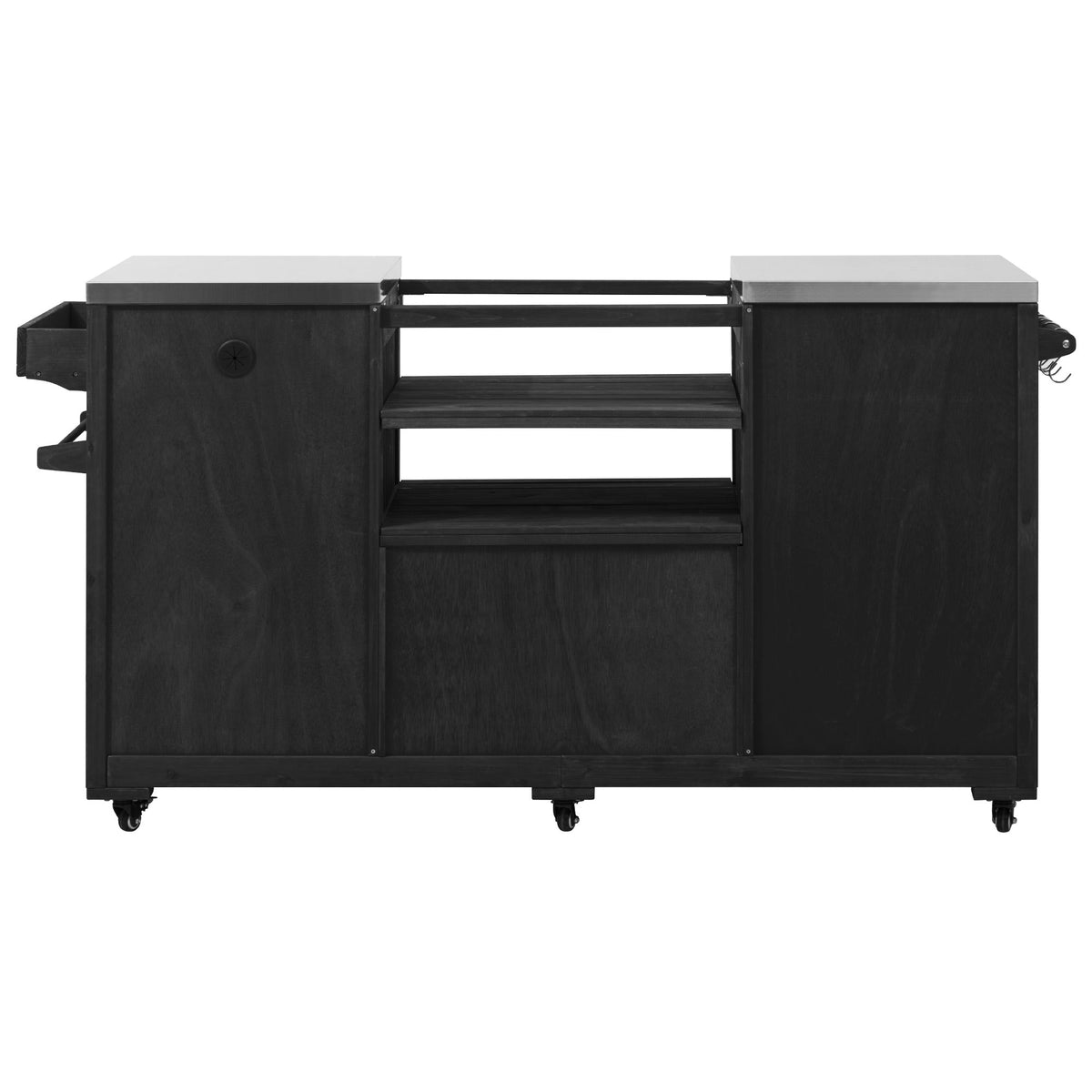 Roomfitters 66.5" Outdoor Grill Cart for Large Big Green Egg & Kamado Joe, Kitchen Island with Stainless Steel Top, Black