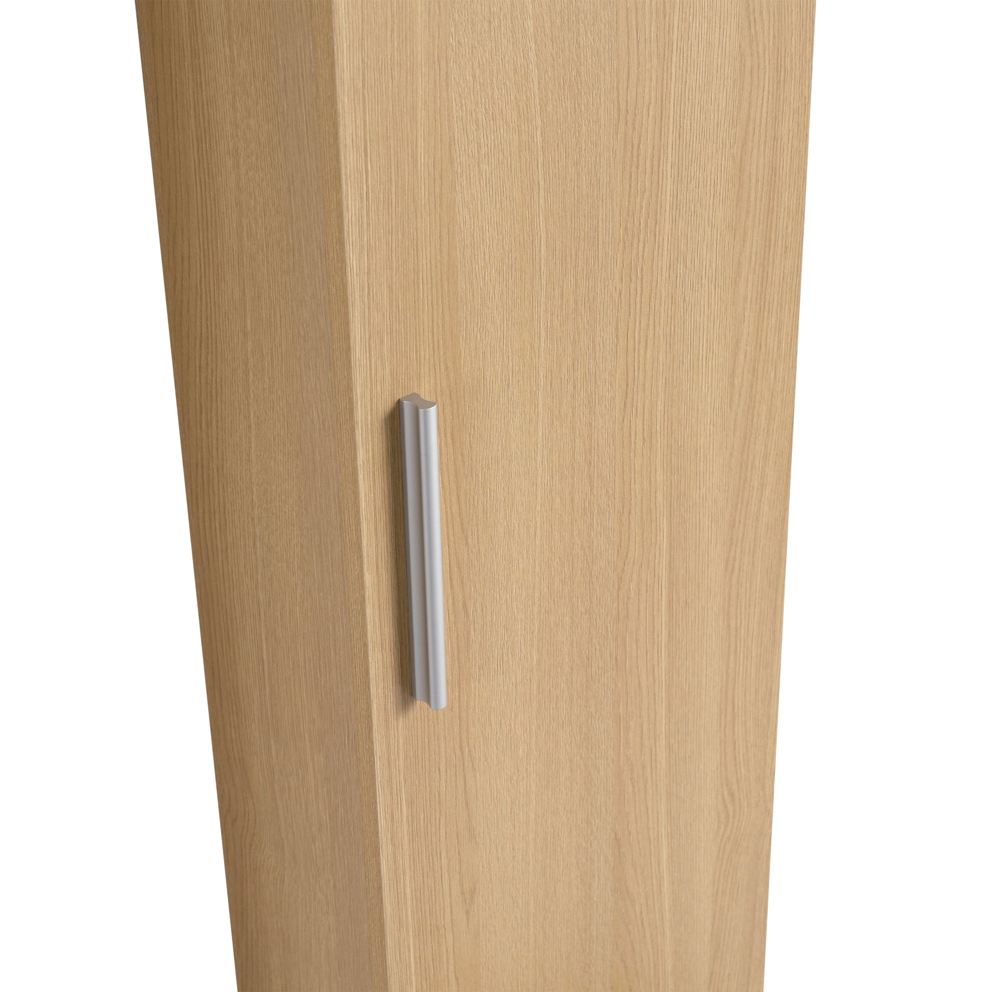 12" Tall Floating Bathroom Side Cabinet, Light Oak Plywood Linen Cabinet, Wall-Mounted Single Door Storage with Black/Aluminum Handles Roomfitters