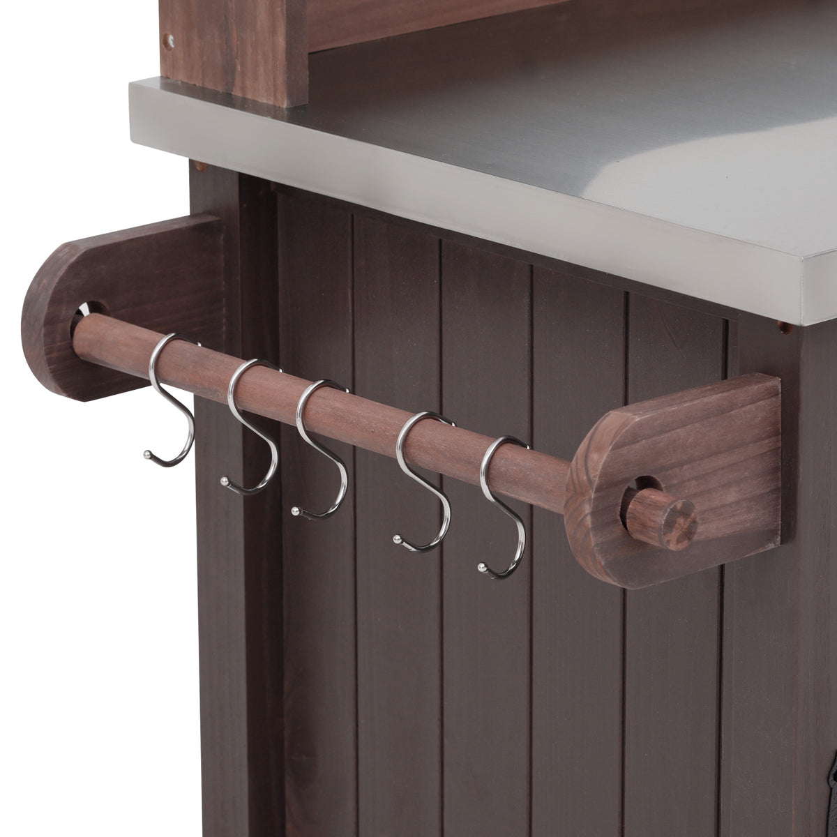 variant-group:rf-n707p409087z|Roomfitters 54.1" Grill Cart, Outdoor Kitchen Prep Station with Stainless Steel Top and Propane Tank Storage, Dark Brown