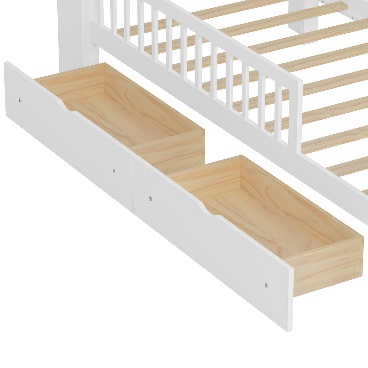 variant-group:rf-n733p272374k|Roomfitters Twin Bed with Headboard Storage Rack, Under-Bed Storage and Three-Side Guardrails, White