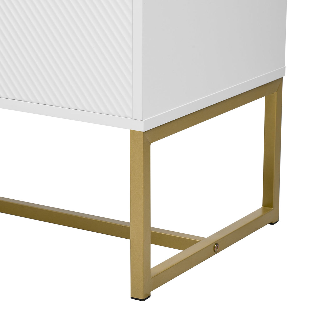 Roomfitters Modern TV Stand for up to 70 Inch TV, Media Cabinet with Drawer, Metal Legs and Safety Features, White Roomfitters