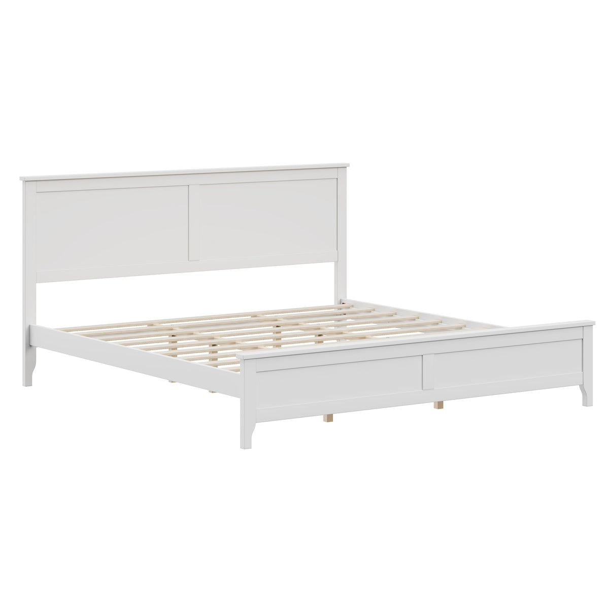 variant-group:rf-n701bs701p414277k|Roomfitters King Size Bed Frame with Paneled Headboard and Footboard, Traditional Wooden Platform Bed Frame, White