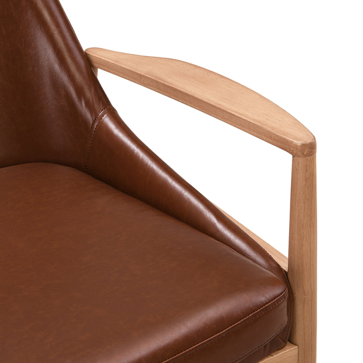 variant-group:rf-n724sj000145aad|Roomfitters PU Leather Mid-Century Accent Chairs with Solid Wood Frame and High Backrest, Set of 2, Brown