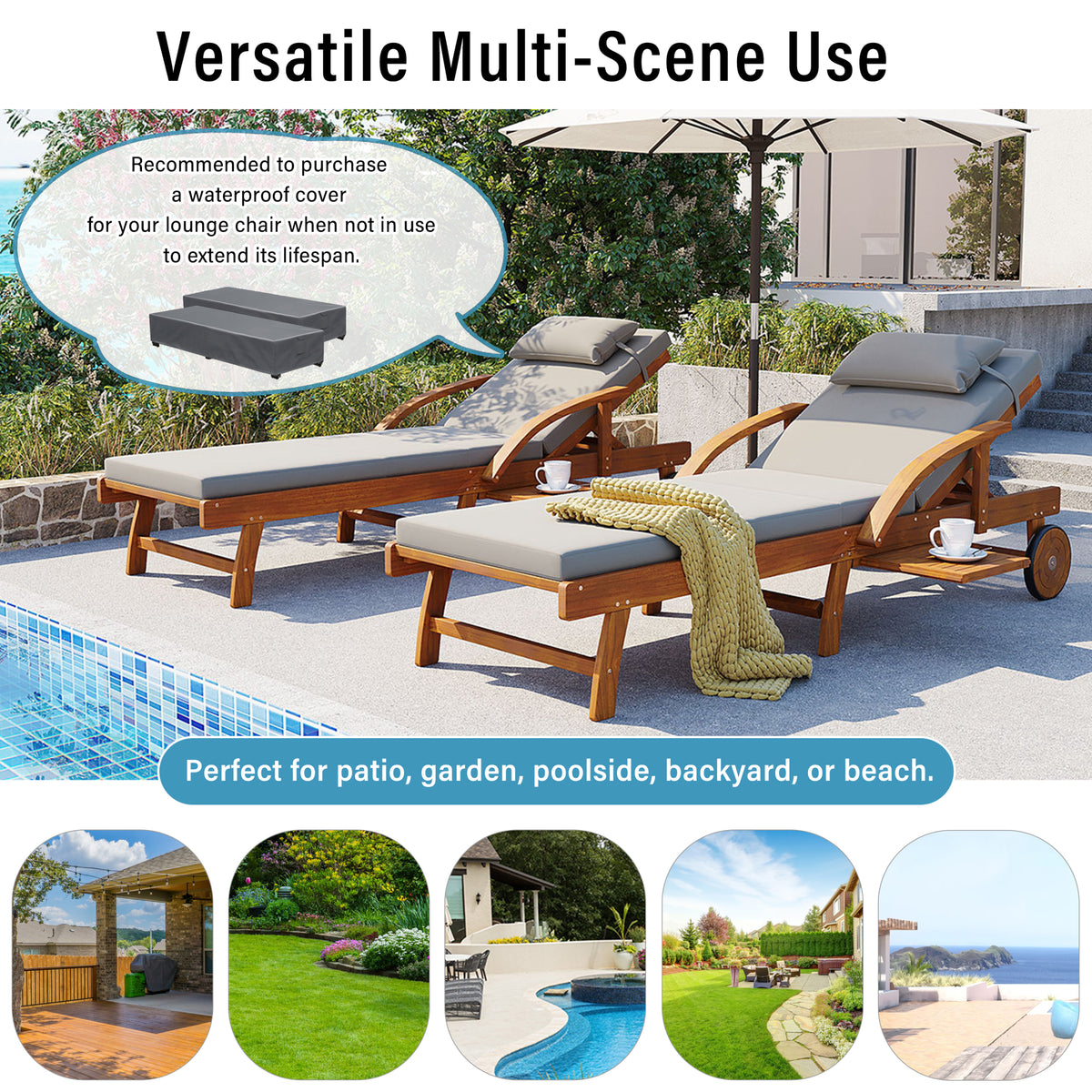 variant-group:rf-n711p415859e|Roomfitters Contemporary Slate Grey Acacia Wood Outdoor Chaise Lounge Chair, Poolside Recliner, Retractable Tray