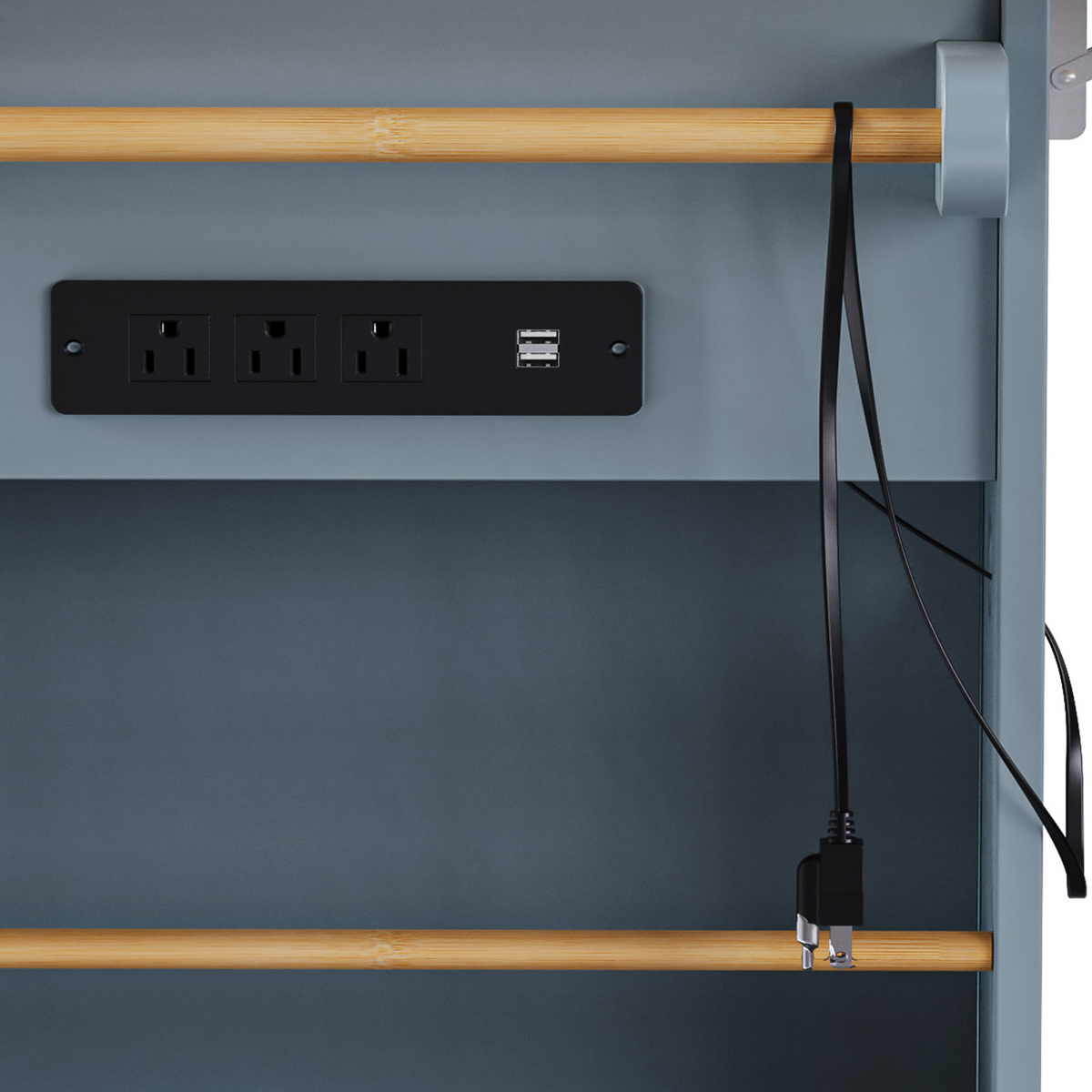 variant-group:rf-n707s003007g|Roomfitters 53" Kitchen Island with 2 Bar Stools, Drop Leaf, Power Outlet, Rolling Kitchen Cart Set with Storage, Grey-Blue