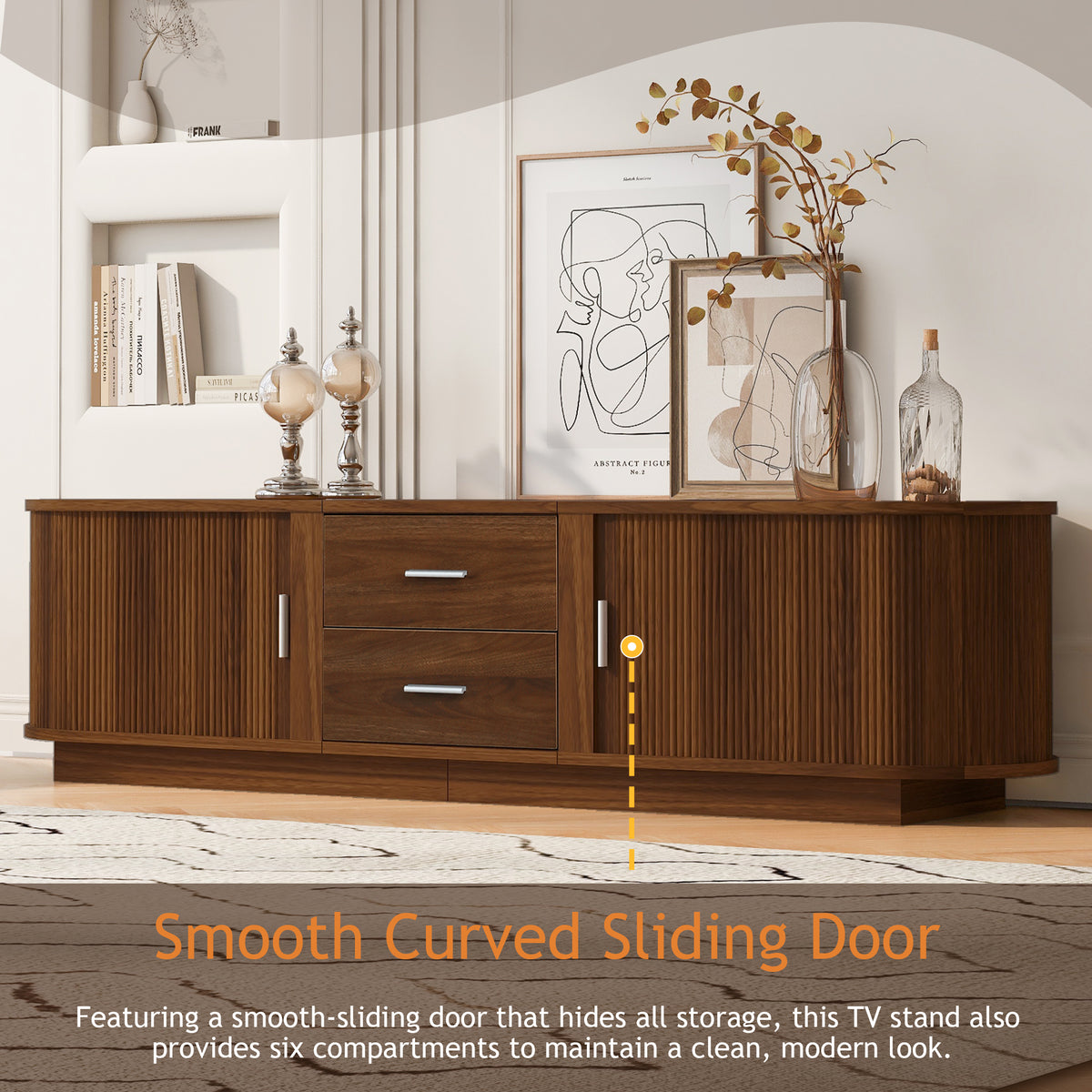 variant-group:rf-n724p420639d|Roomfitters Modern Entertainment Center Console Table with 2 Central Drawers, Antique Brown