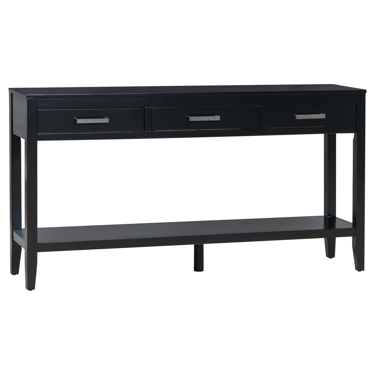 variant-group:rf-n711p410445b|Roomfitters 59.1" Farmhouse Entryway Table with 3 Drawers, Slim Console Sofa Table with Open Shelf for Hallway, Black