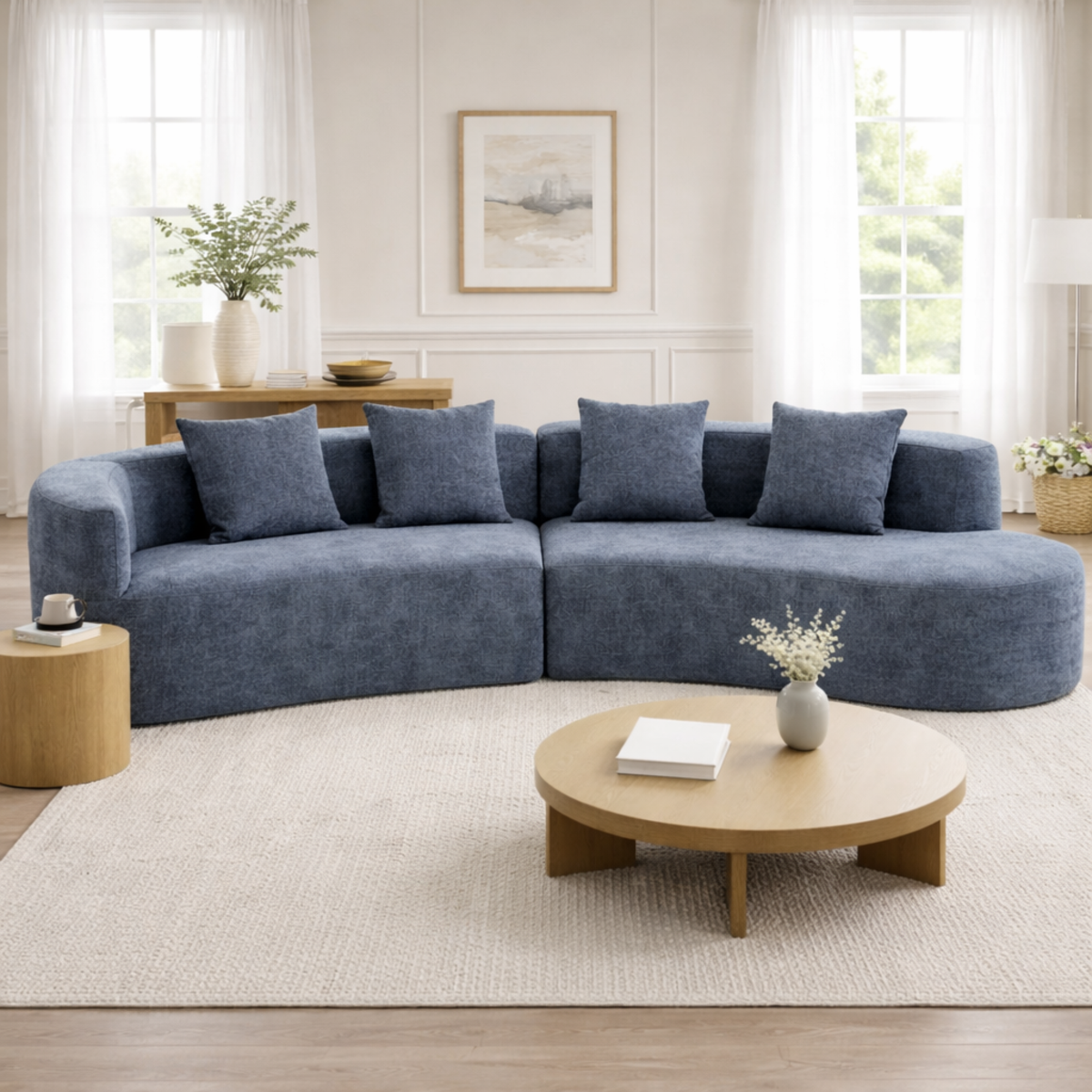 variant-group:rf-n711wy000456aae|Roomfitters 132" Sectional Sofa, Modern Curved Design L-Shaped Modular Couch for Living Room Furniture, Dark Blue