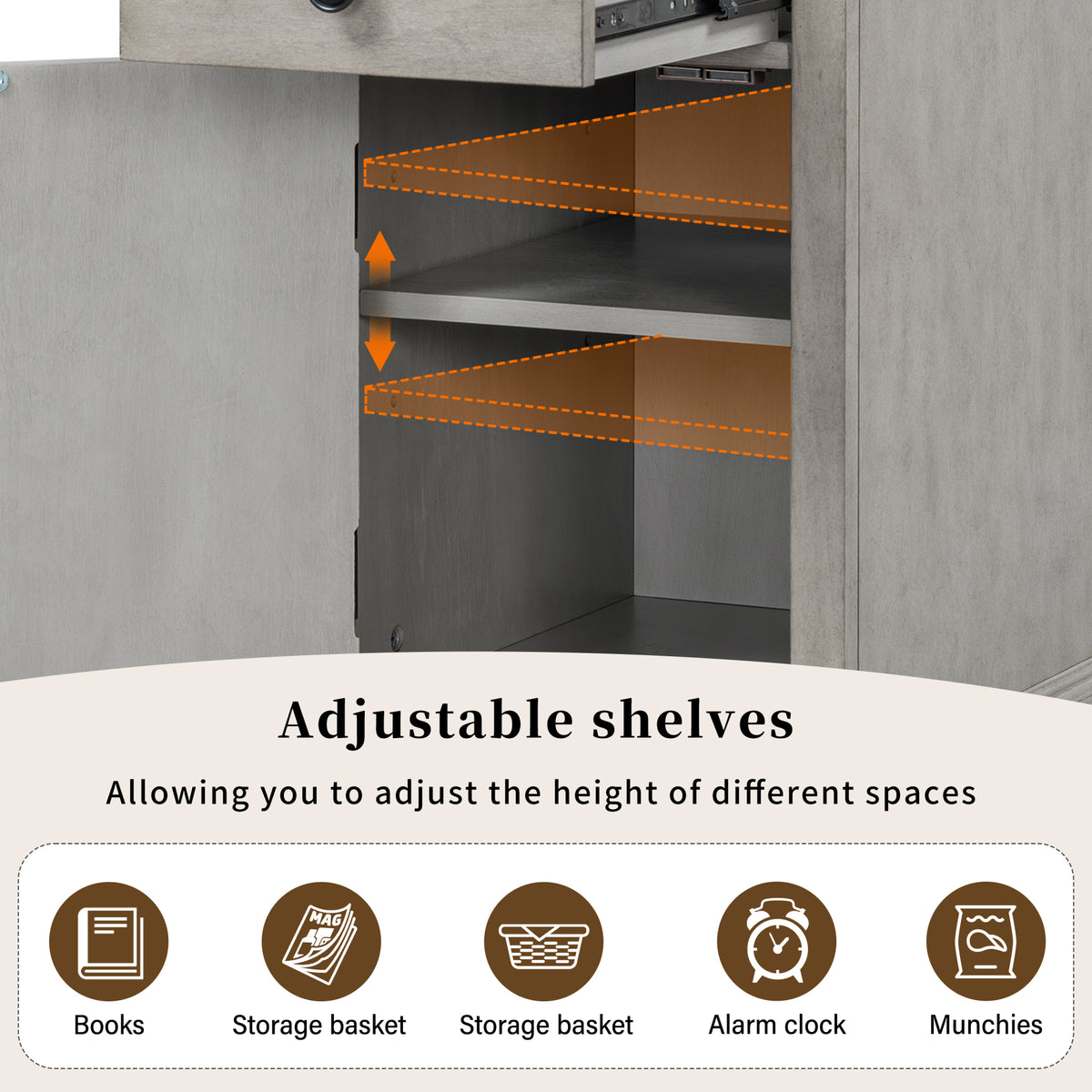 variant-group:rf-n724p353565e|Roomfitters Classic Charging End Table with USB Ports and Storage Drawer, Antique Gray
