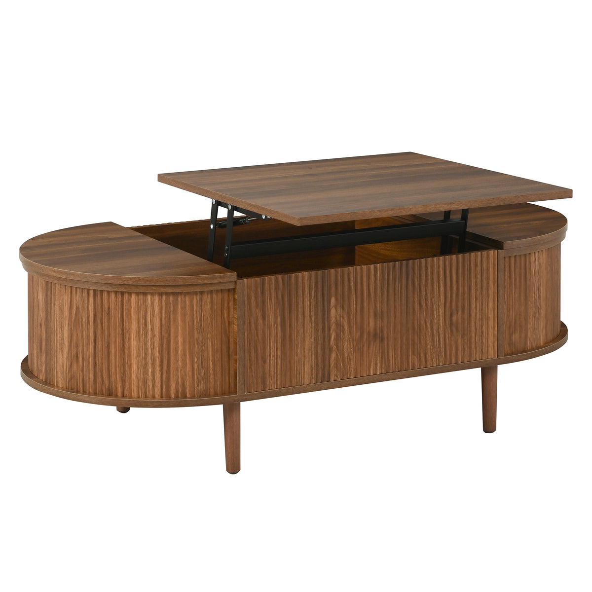 variant-group:rf-n724p416050m|Roomfitters Minimalist Oval Lift-Top Coffee Table with Wood Wave Grain Finish, Antique Brown