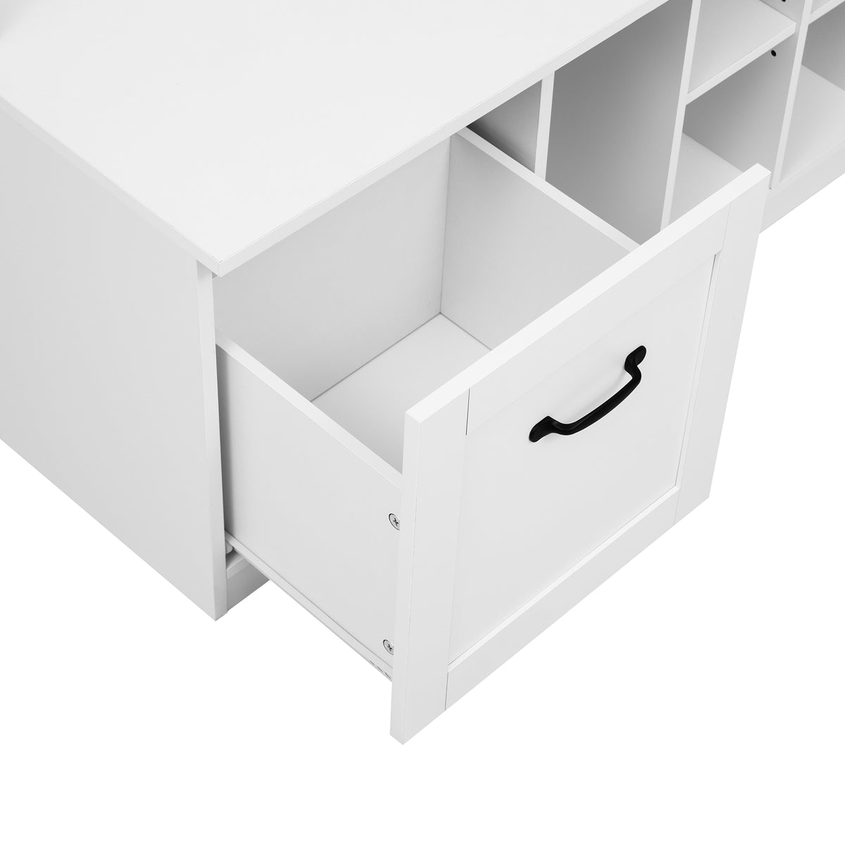 variant-group:rf-n724p235232k|Roomfitters 5-in-1 Entryway Bench with Coat Rack, Hooks, Drawers and Adjustable Shelves, Hall Tree for Hallway or Living Room, White