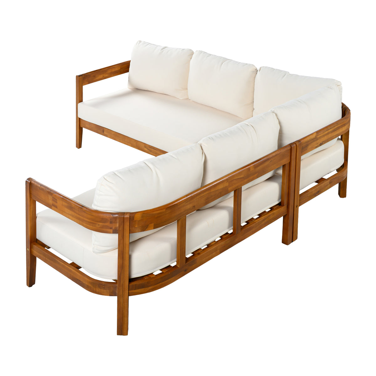 variant-group:rf-n711wy000481aaa|Roomfitters Modern Coastal White Solid Acacia Wood L-Shaped Outdoor Patio Sectional Sofa Conversation Seating Set