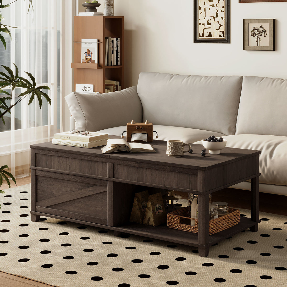 variant-group:rf-n724p401355d|Roomfitters Lift-Top Coffee Table with Hidden Storage and Open Lower Shelf, Antique Brown
