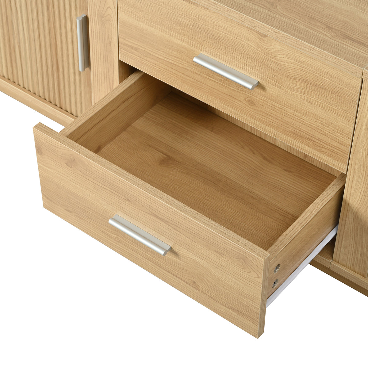 variant-group:rf-n724p420639w|Roomfitters Modern Entertainment Center Console Table with 2 Central Drawers, Acacia Wood