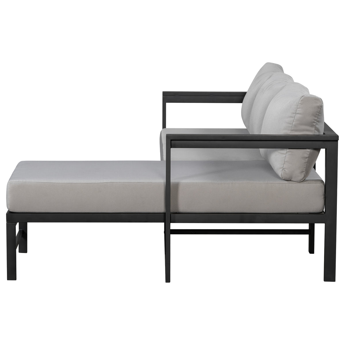 variant-group:rf-n711wy000480aae|Roomfitters Modern L-Shaped Outdoor Sectional Sofa, 3-Seater Patio Conversation Couch, Grey Cushions, Iron Frame Lounge