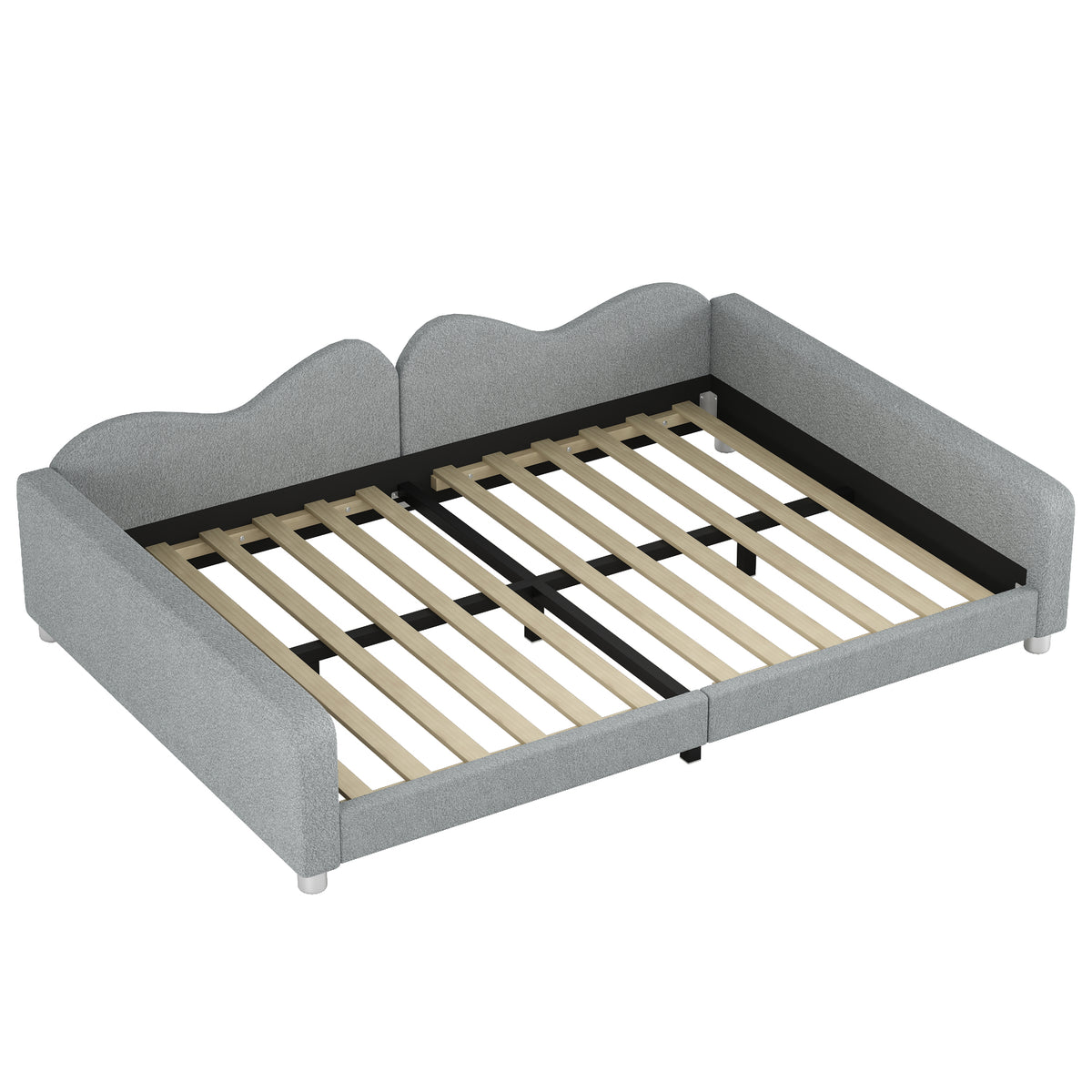 variant-group:rf-n733p234605e|Roomfitters Full Size Upholstered Daybed, Sherpa Fabric Sofa Bed with Cloud-Shaped Backrest, Sturdy and Stylish Design, No Box Spring Needed, Gray