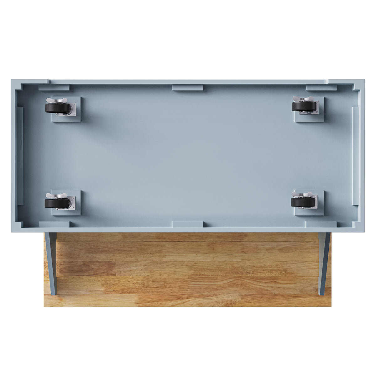 variant-group:rf-n707s195395g|Roomfitters 54" Kitchen Island with Wood Top, Rolling Storage Cabinet with 3 Drawers and 3 Doors, Spice Rack, Grey+Blue
