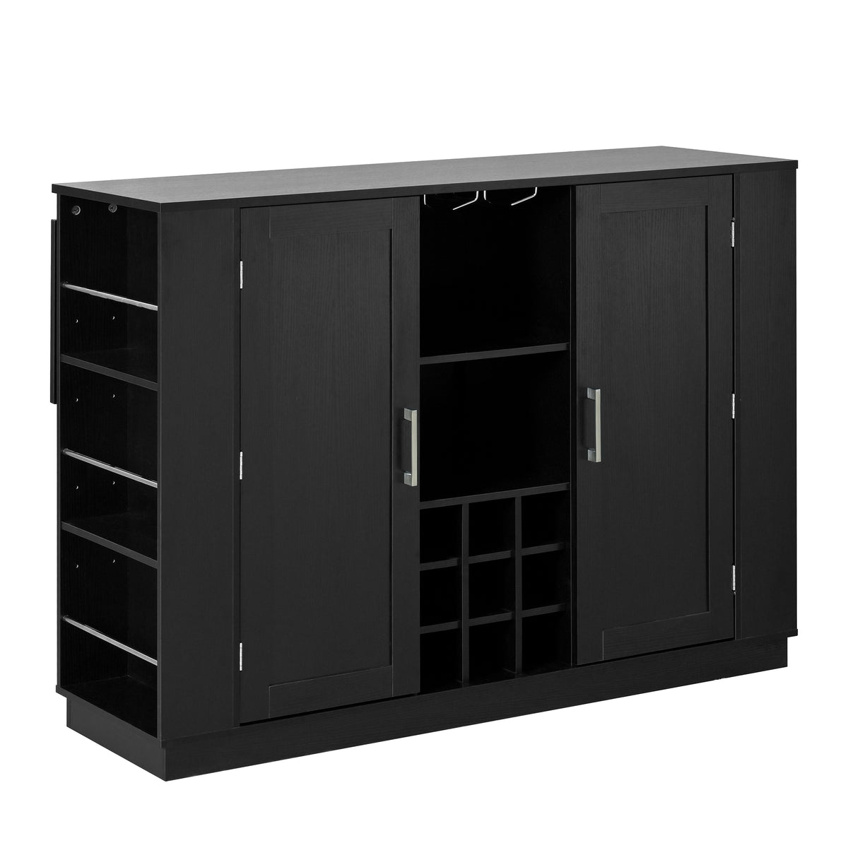 variant-group:rf-n711p437715b|Roomfitters 47.2-Inch Counter Height Bar Cabinet, Black Sideboard Buffet Table, Foldable Drop Leaf, Built-In Power