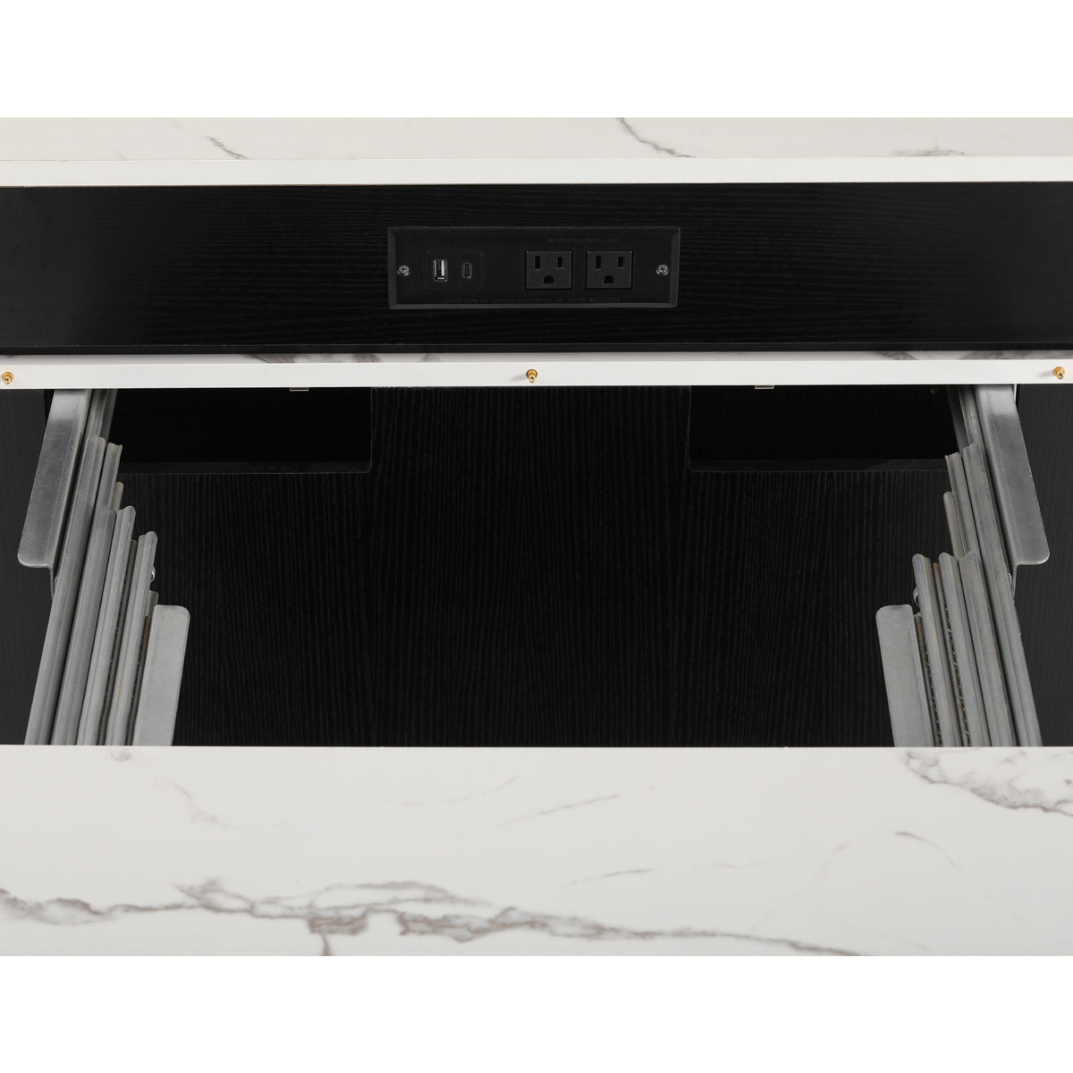 variant-group:rf-n707s000017b|Roomfitters 59.5" Kitchen Island with 41.8" Extendable Dining Table, Double-Sided Storage, Power Outlet, 2 Drawers, Black