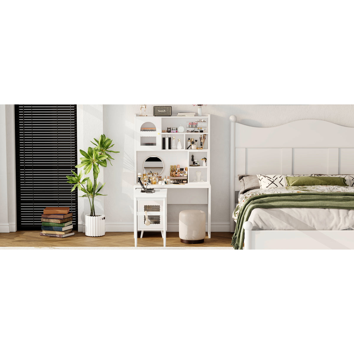 variant-group:rf-n733s363716k|Roomfitters Rotating L-Shaped Computer Desk with Shelves and Storage, 90° Swivel Office Writing Desk, White