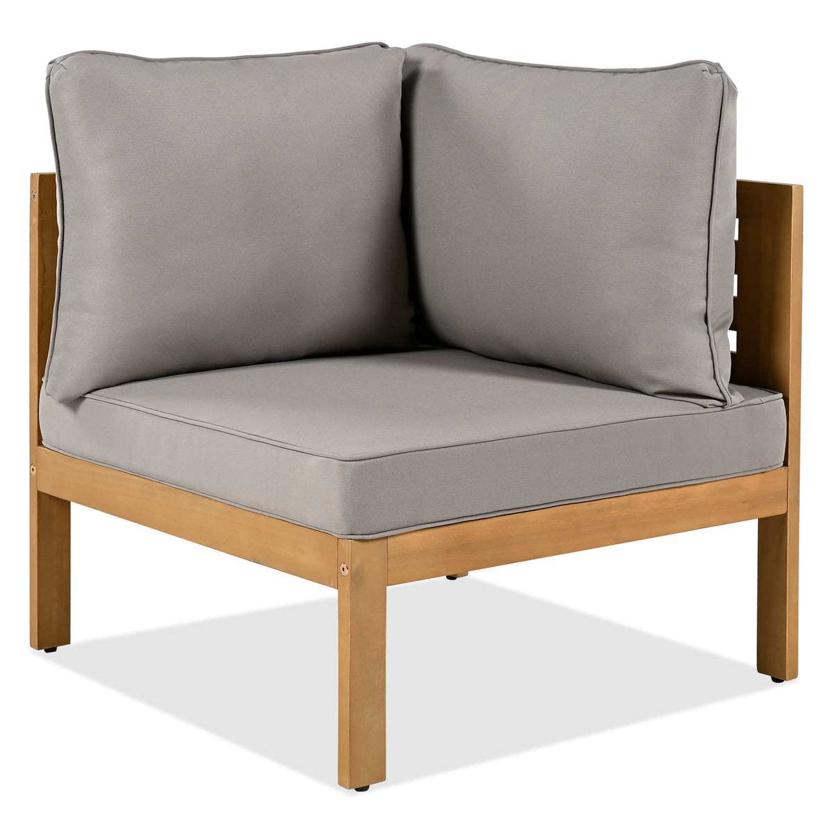 variant-group:rf-n704f201249e|Roomfitters 4-Piece Outdoor Sectional Sofa Set with Coffee Table and Built-in Side Shelves, Wood Frame, Gray+Natural