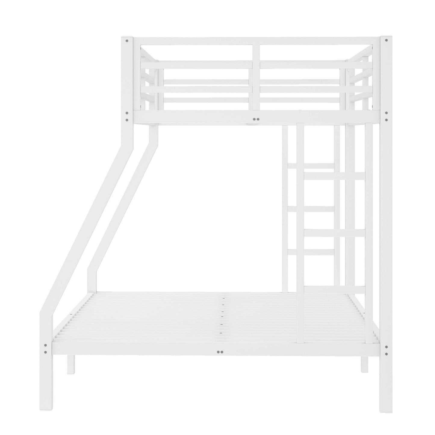 variant-group:rf-w1580p336604|Roomfitters Metal Twin Over Full Bunk Bed Frame with Ladder & Safety Rail, Heavy-Duty Space-Saving Design, White