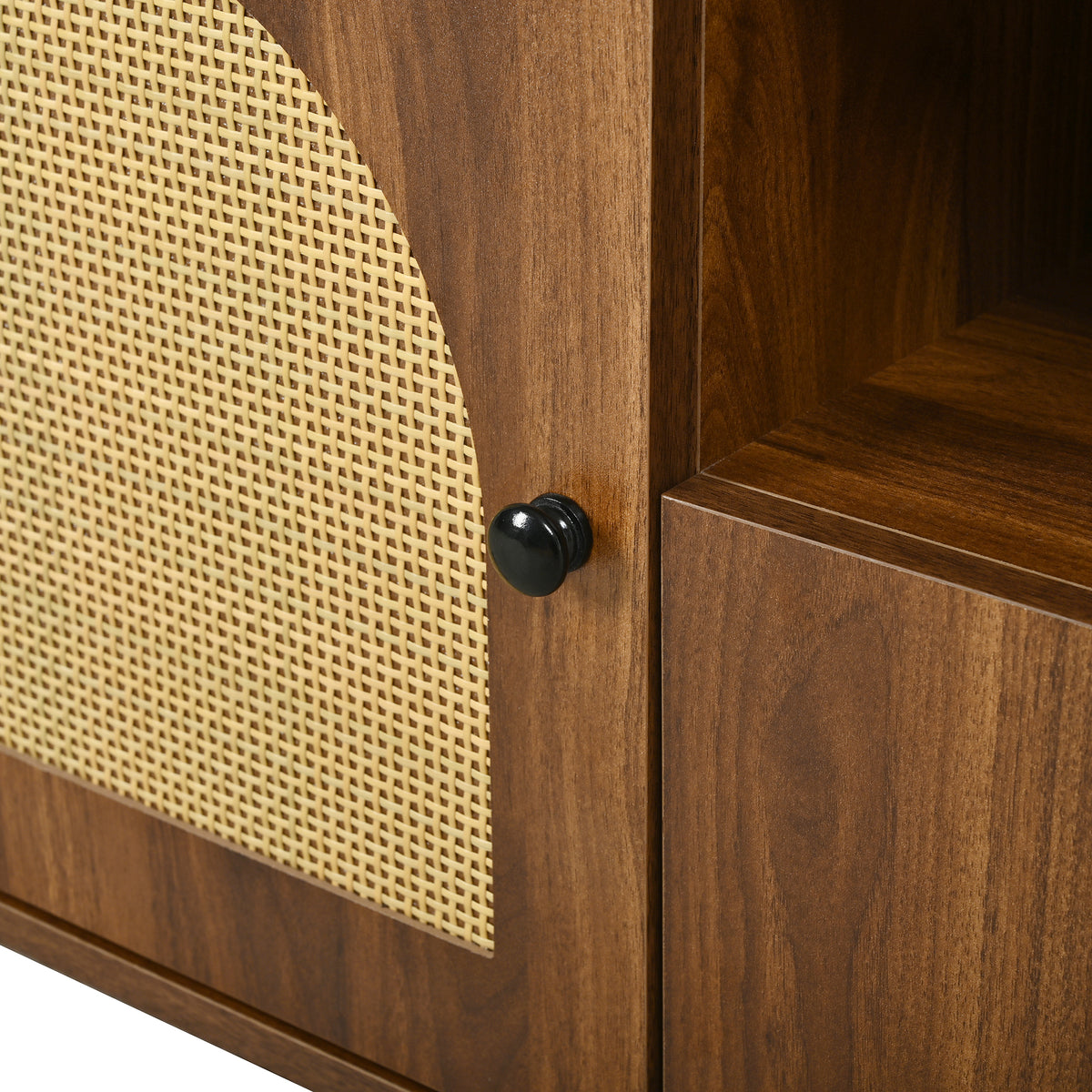 variant-group:rf-n724p437189m|Roomfitters American Style TV Stand with Rattan Arched Doors, Steel Legs, Antique Brown