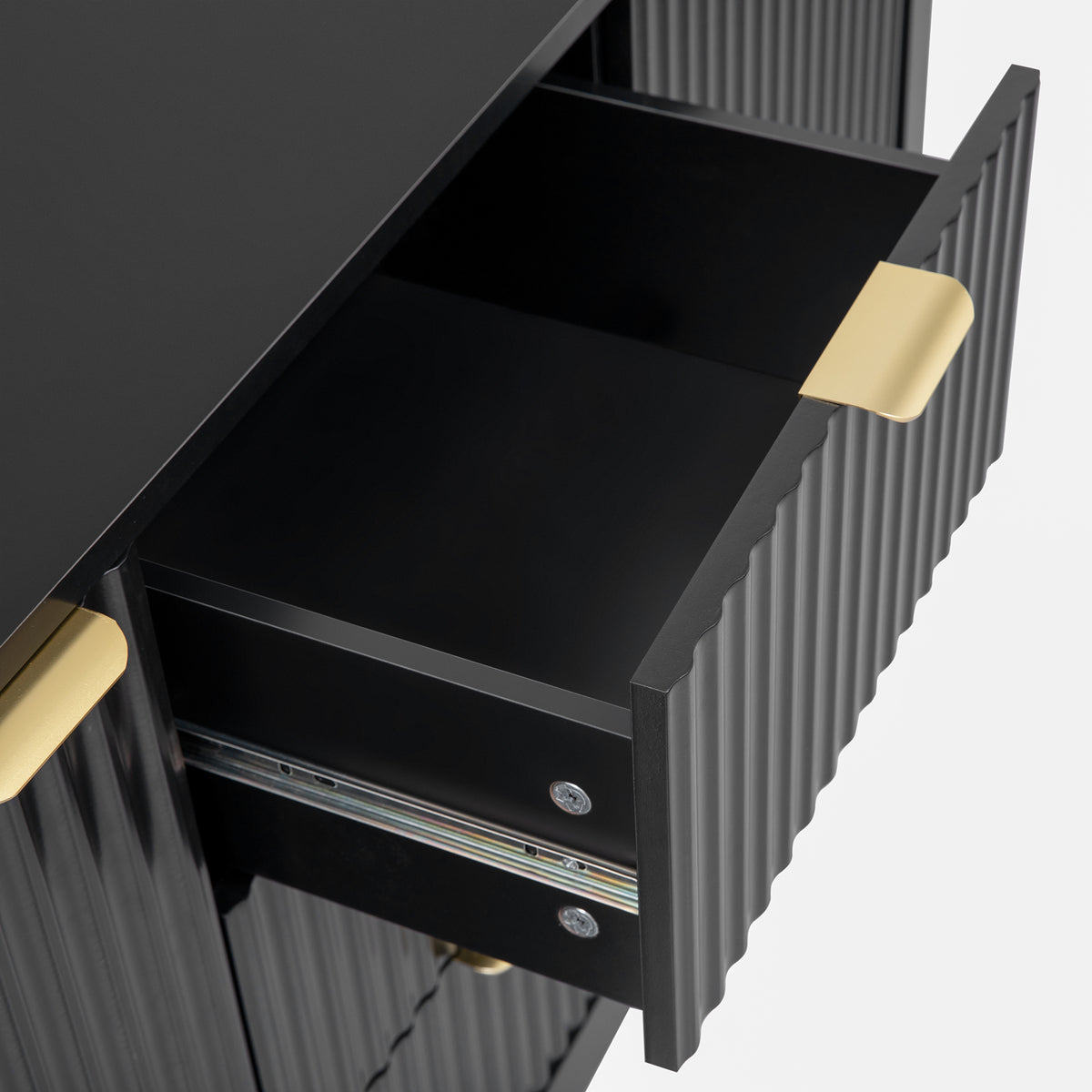 variant-group:rf-n711p269066b|Roomfitters Sideboard Buffet Cabinet with 3 Drawers, Mid-century Modern Fluted Accent Storage for Kitchen & Dining, Black
