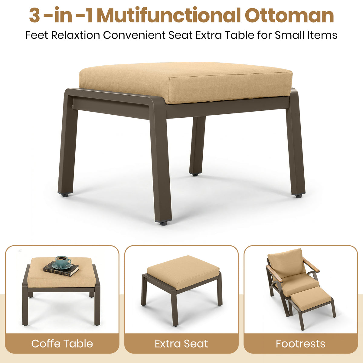 variant-group:rf-n704g201256d|Roomfitters 6-Piece Steel Conversation Set with 3-Seat Sofa Multi-Functional Ottomans and Acacia Wood Table Brown
