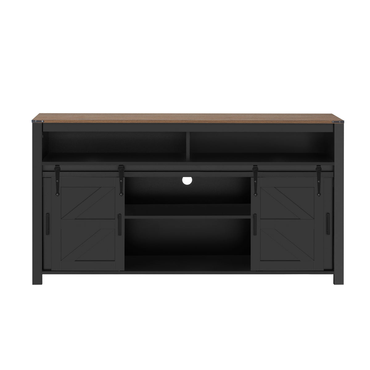variant-group:rf-n711p347388b|Roomfitters 59.3" Sideboard Buffet Cabinet with Sliding Barn Doors, Modern Farmhouse Storage for Kitchen & Dining, Black