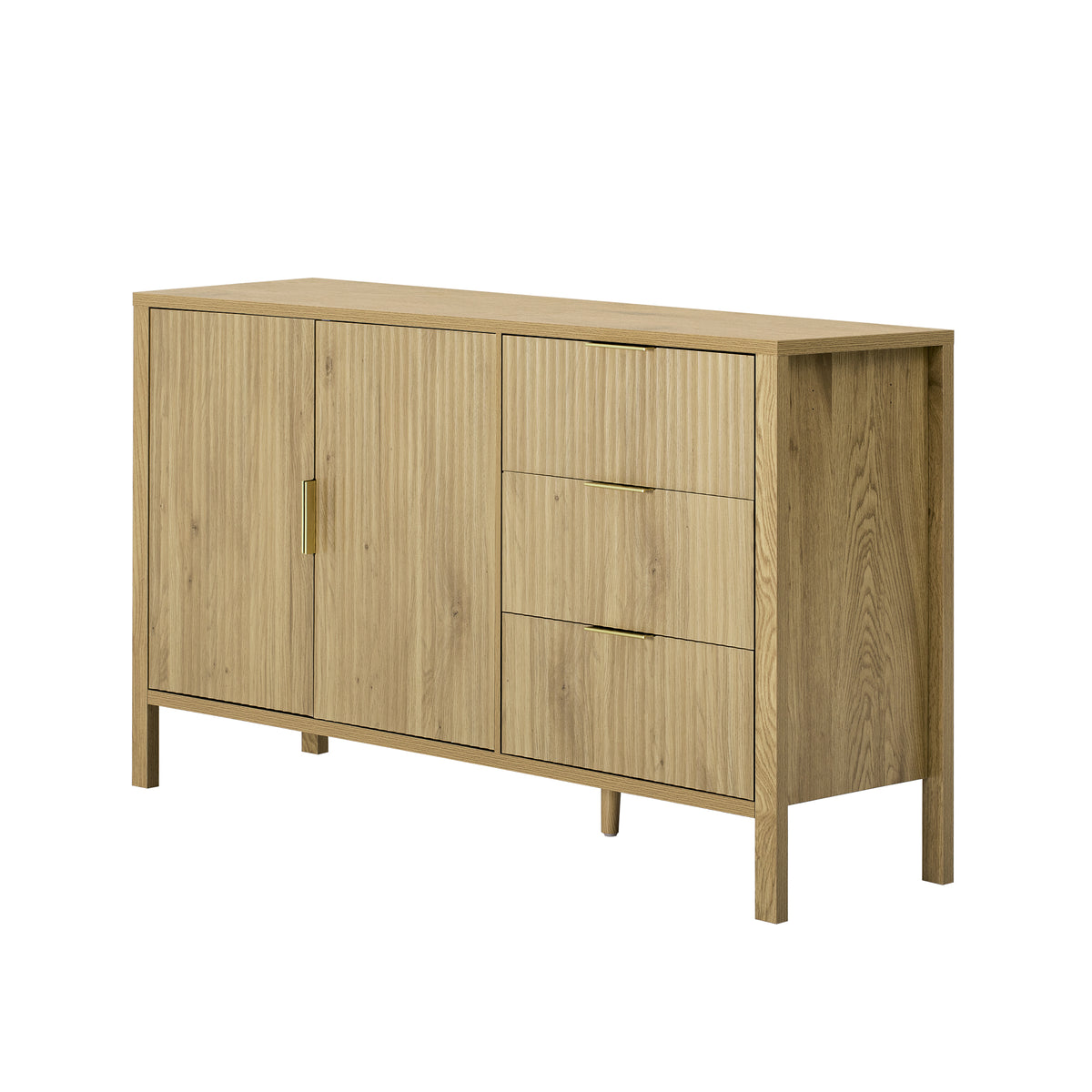 variant-group:rf-n711p345172o|Roomfitters Sideboard Buffet Cabinet with 3 Drawers, 2 Door Mid-century Fluted Accent Storage for Kitchen & Dining, Natural