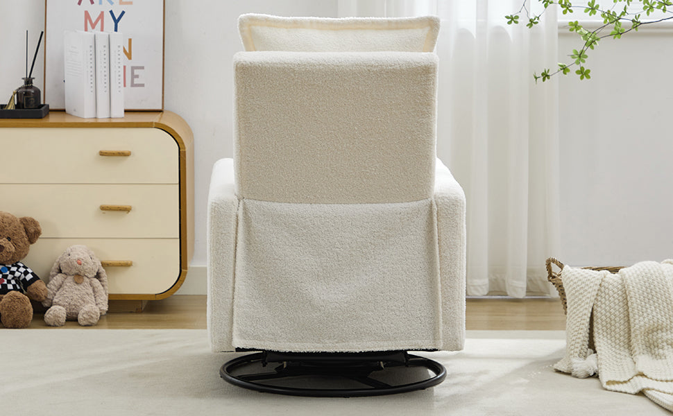 variant-group:rf-n701p348238k|Roomfitters Swivel Rocker Recliner Chair, Glider Rocking Armchair, Teddy Fleece Nursery Reclining Lounge Accent Chair, White