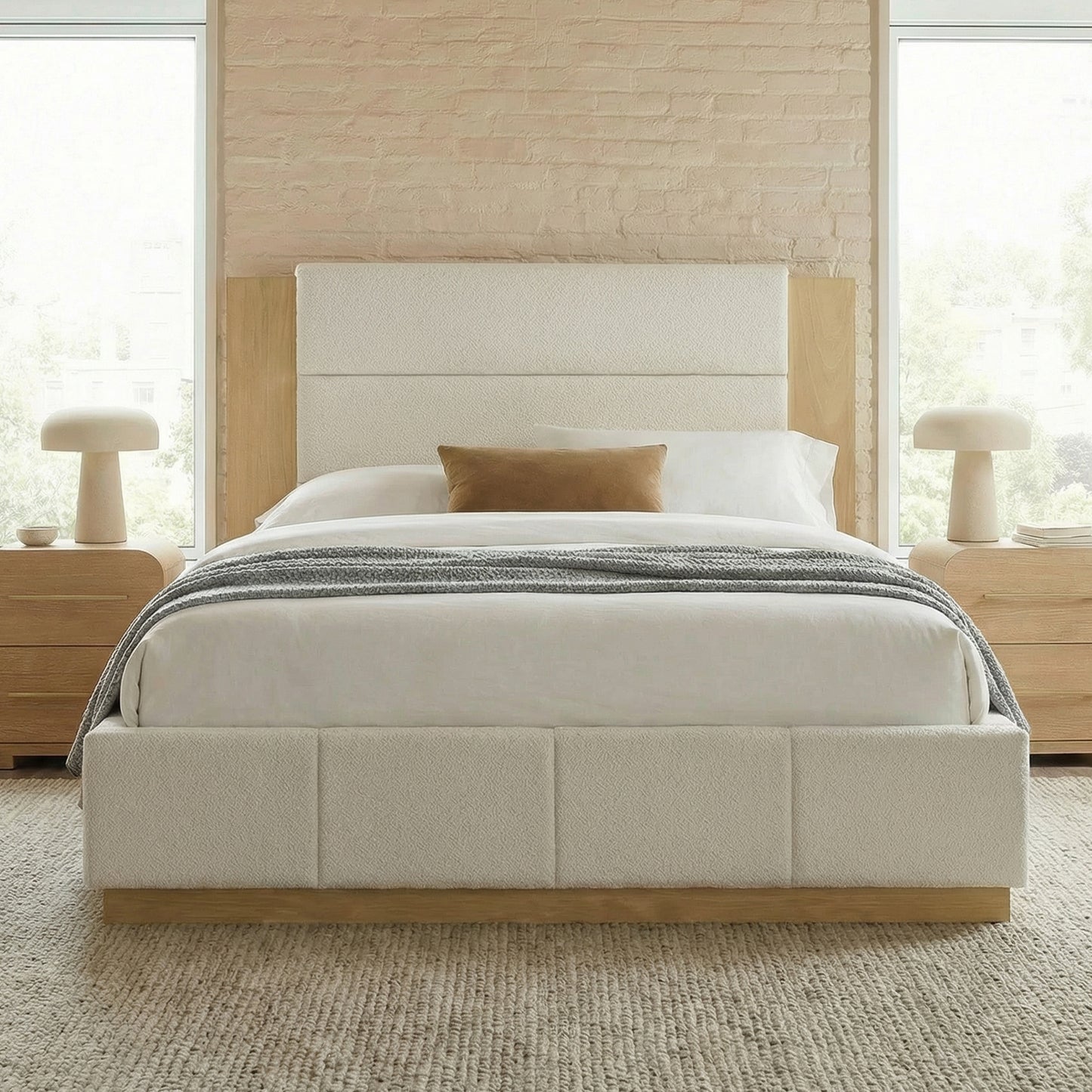variant-group:rf-n701bs701p388103k|Roomfitters Queen Size Upholstered Platform Bed Frame, Extended Wood Headboard Velvet Bed, No Box Spring Needed, White