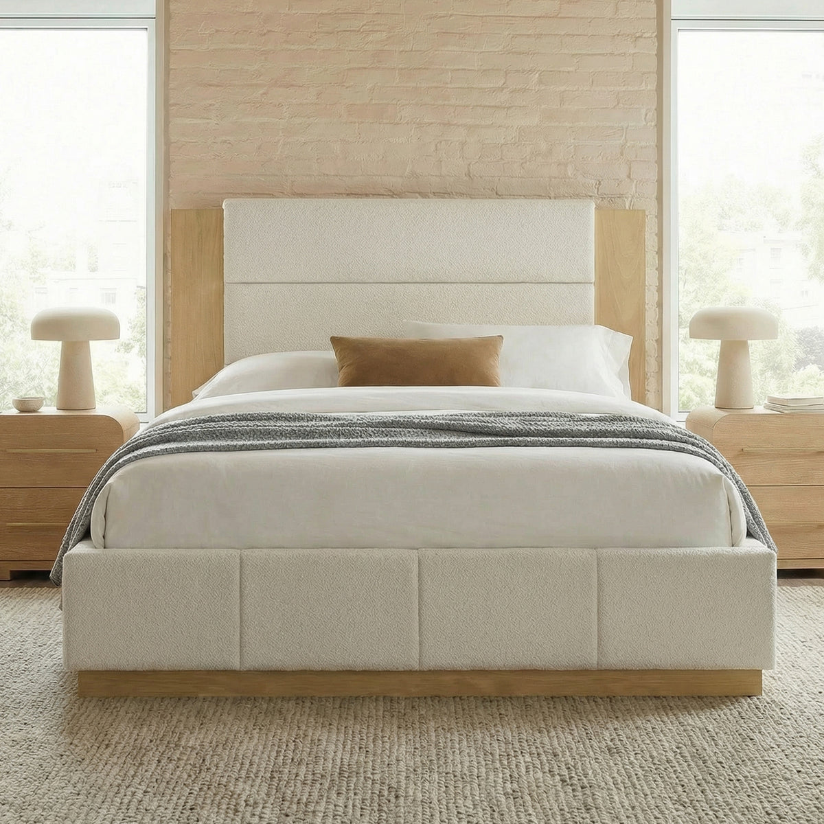variant-group:rf-n701bs701p388103k|Roomfitters Queen Size Upholstered Platform Bed Frame, Extended Wood Headboard Velvet Bed, No Box Spring Needed, White
