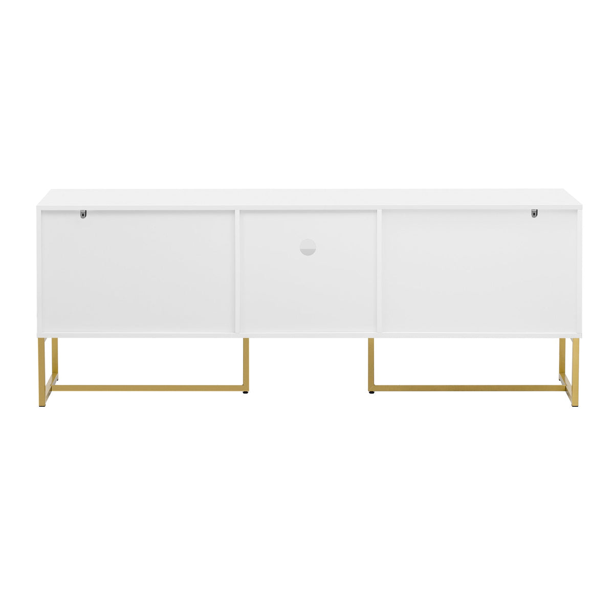 Roomfitters Modern TV Stand for up to 70 Inch TV, Media Cabinet with Drawer, Metal Legs and Safety Features, White Roomfitters