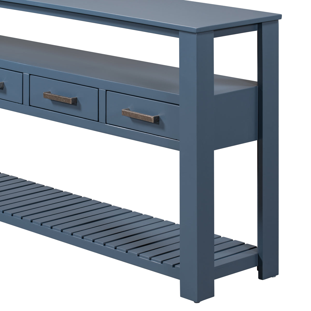 variant-group:rf-n711p410406v|Roomfitters 61.5" Entryway Table with 4 Drawers, 3-Tier Console Sofa Table with Open Shelves for Hallway, Navy Blue