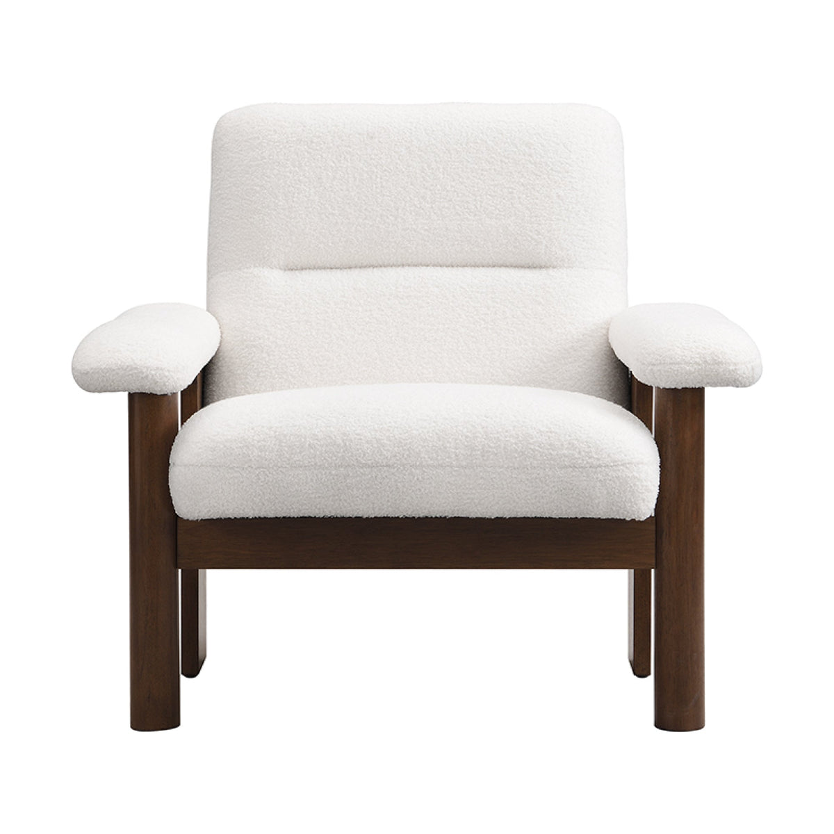 Roomfitters Mid-Century Accent Chair with Ottoman, Fabric Upholstered Armchair and Footrest Set with Wood Frame, White Roomfitters