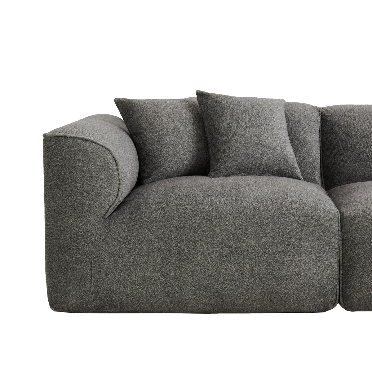 variant-group:rf-n711wy000450aae|Roomfitters Modern Velvet Sectional Sofa with Detachable Ottoman, 4-Seater Couch with Pillows for Living Room, Gray