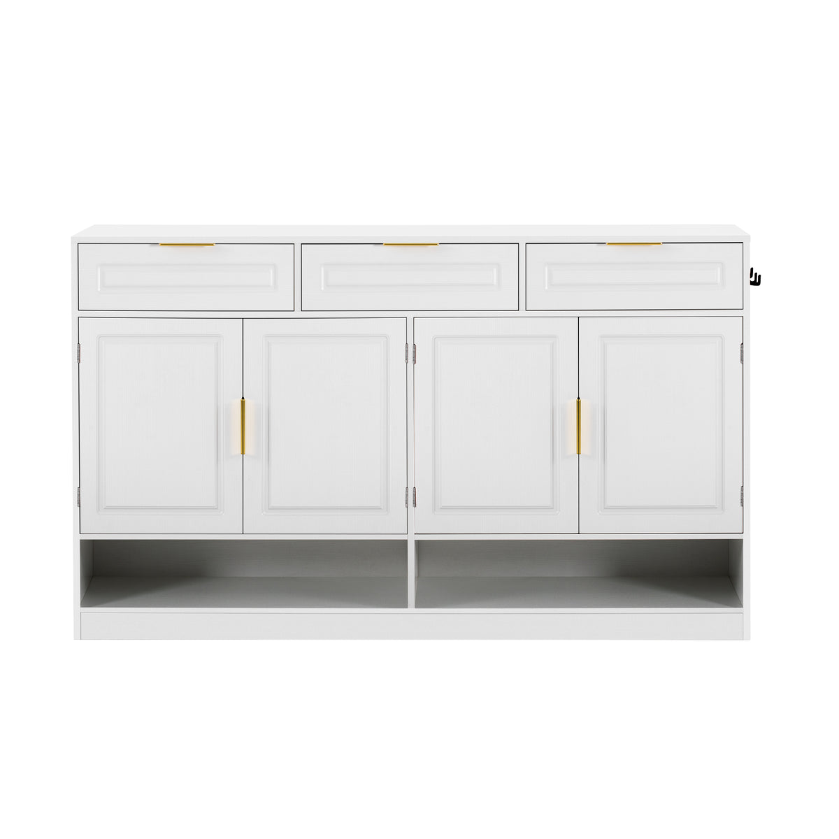 variant-group:rf-n711p345213k|Roomfitters 59.1" Farmhouse Sideboard Buffet Cabinet with 3 Drawers and 4 Doors, Kitchen Storage with Open Shelf, White