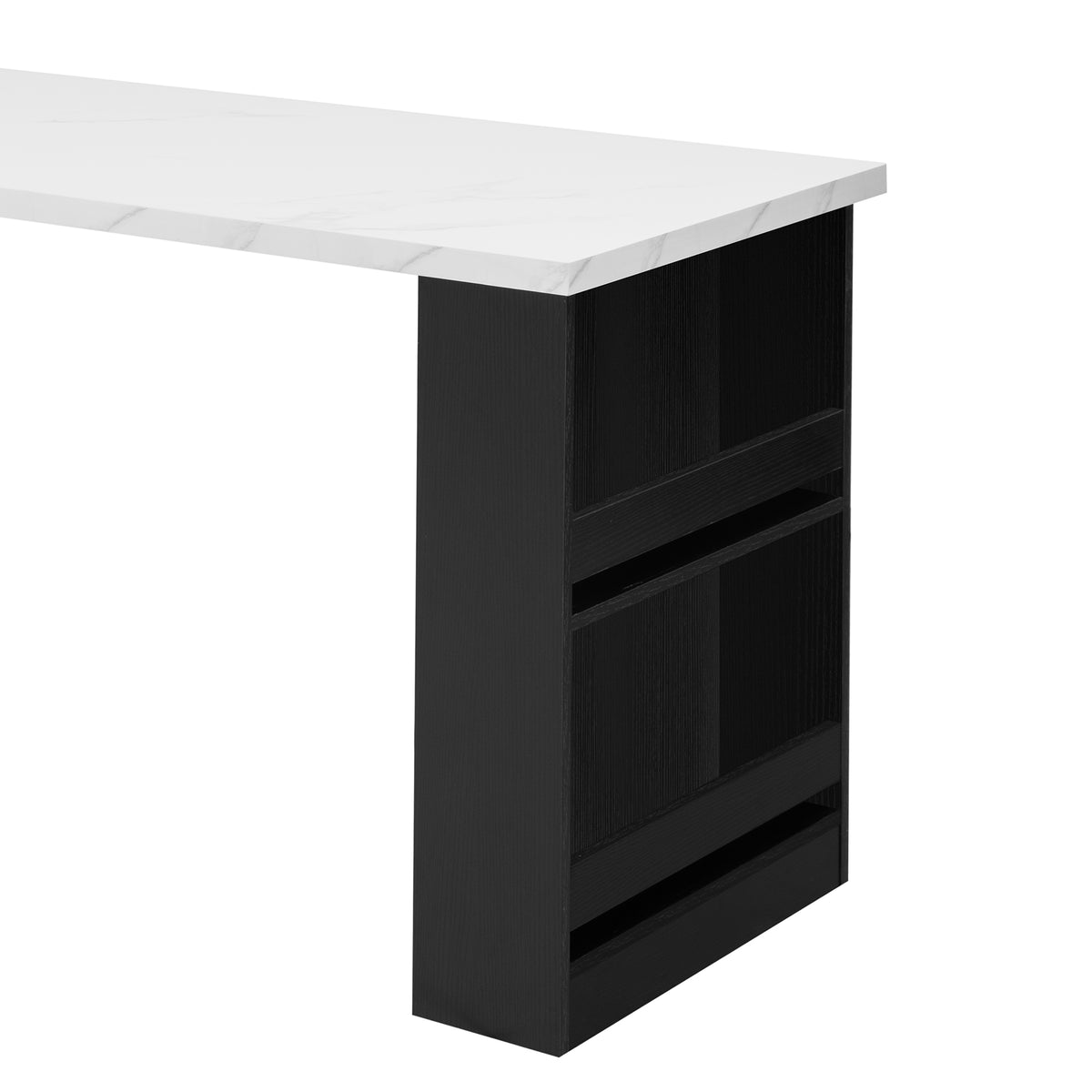 variant-group:rf-n707s000010b|Roomfitters 82.7" Kitchen Island with Extendable Table, Faux Marble Top, Double Storage, Power Outlet, Black