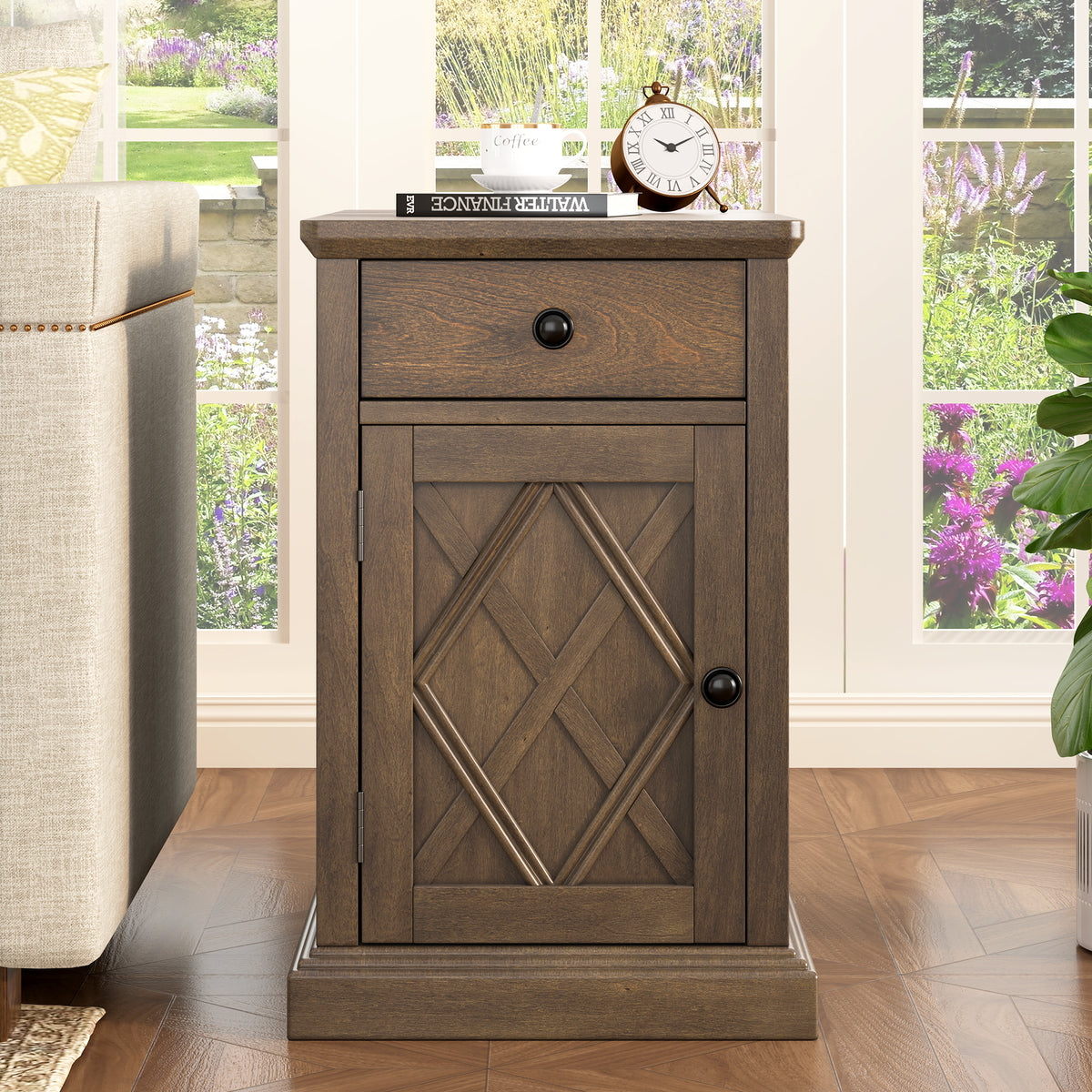 variant-group:rf-n724p353565p|Roomfitters Classic Charging End Table with USB Ports and Storage Drawer, Antique Espresso